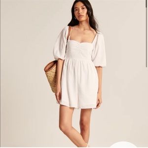 Abercrombie & Fitch White Puff Sleeve Dress
